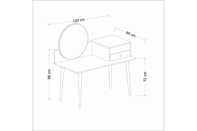Straat Sminkebord 120x96 cm Svart/Brun - Hanah Home - Møbler - Bord - Sminkebord & toalettbord