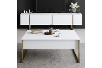 Luxe Sofabord 90x40 cm Hvit/Gull - Hanah Home - Møbler - Bord - Sofabord & salongbord