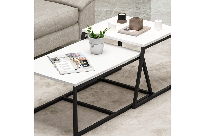 Minimal Sofabord 75x50 cm Hvit - Hanah Home - Møbler - Bord - Sofabord & salongbord