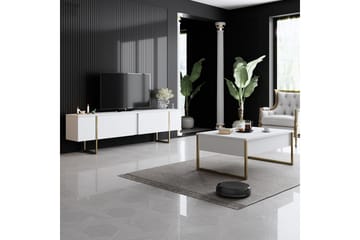 Luxe Sofabord 90x40 cm Hvit/Gull - Hanah Home - Møbler - Bord - Sofabord & salongbord