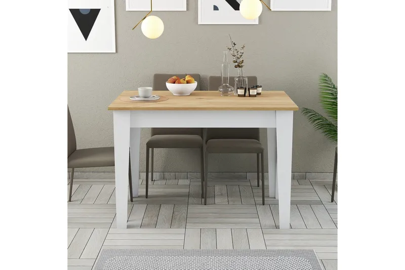 Levents Spisebord 110x72 cm Hvit/Brun - Hanah Home - Møbler - Bord - Spisebord & kjøkkenbord