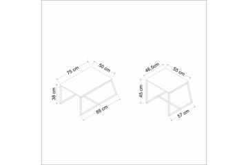 Minimal Sofabord 75x50 cm Hvit - Hanah Home - Møbler - Bord - Sofabord & salongbord