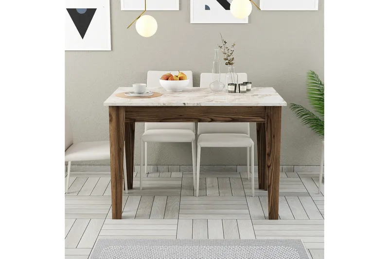 Levents Spisebord 110x72 cm Brun/Hvit - Hanah Home - Møbler - Bord - Spisebord & kjøkkenbord