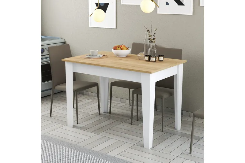 Levents Spisebord 110x72 cm Hvit/Brun - Hanah Home - Møbler - Bord - Spisebord & kjøkkenbord