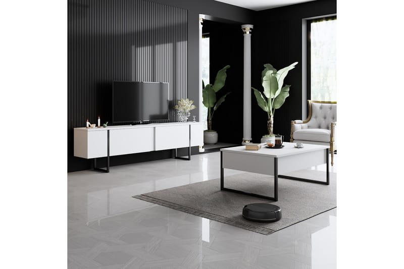 Luxe Sofabord 90x40 cm Hvit/Svart - Hanah Home - Møbler - Bord - Sofabord & salongbord