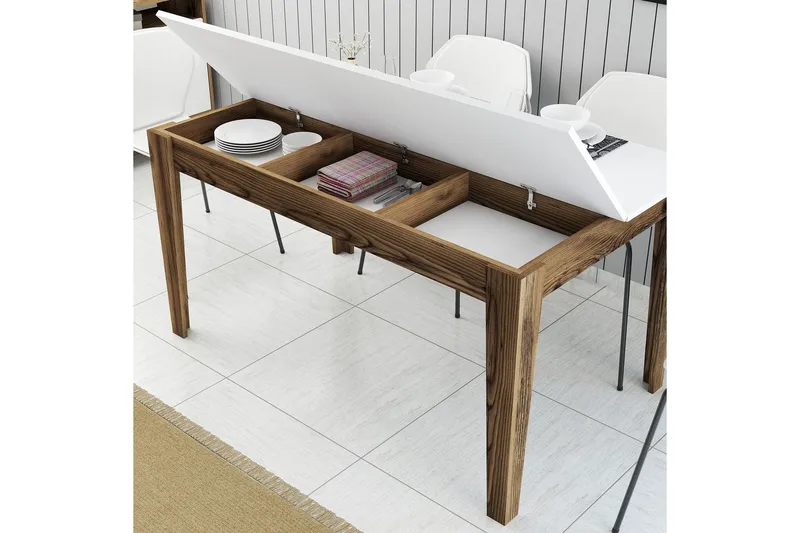 Lissione Spisebord 145x88 cm Brun/Hvit - Hanah Home - Møbler - Bord - Spisebord & kjøkkenbord