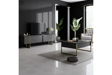 Luxe Sofabord 90x40 cm Svart/Gull - Hanah Home - Møbler - Bord - Sofabord & salongbord