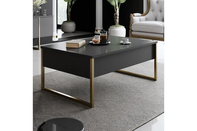 Luxe Sofabord 90x40 cm Svart/Gull - Hanah Home - Møbler - Bord - Sofabord & salongbord