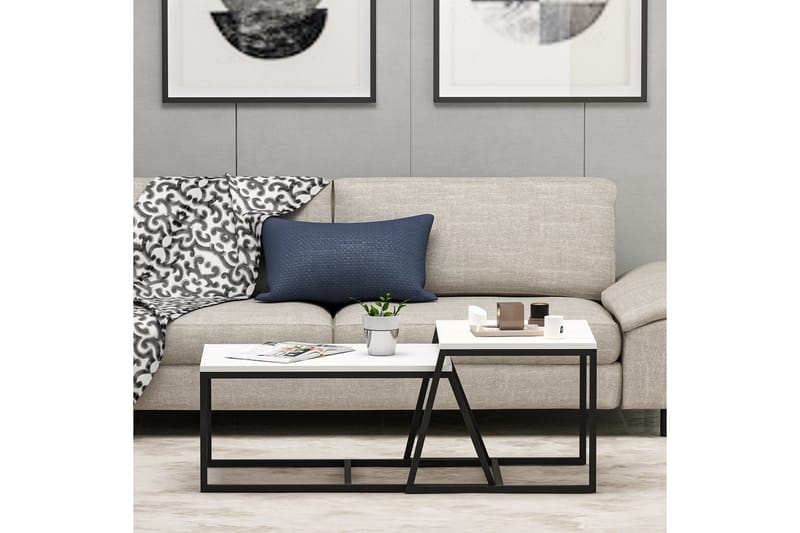 Minimal Sofabord 75x50 cm Hvit - Hanah Home - Møbler - Bord - Sofabord & salongbord