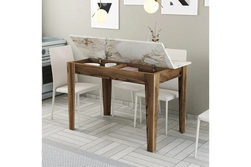 Levents Spisebord 110x72 cm Brun/Hvit - Hanah Home - Møbler - Bord - Spisebord & kjøkkenbord