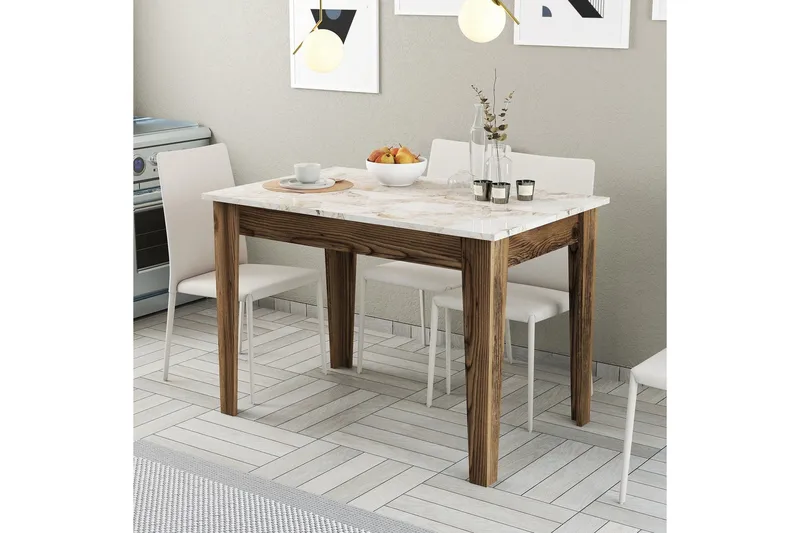 Levents Spisebord 110x72 cm Brun/Hvit - Hanah Home - Møbler - Bord - Spisebord & kjøkkenbord