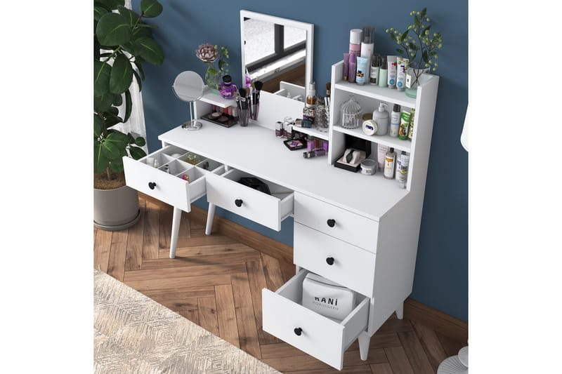 Junji Sminkebord 118,2x93,8 cm Hvit - Hanah Home - Møbler - Bord - Sminkebord & toalettbord
