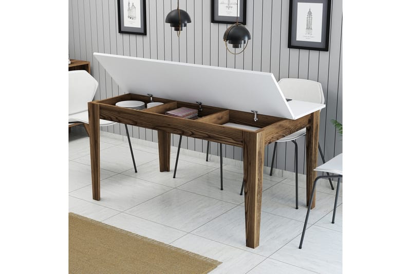Lissione Spisebord 145x88 cm Brun/Hvit - Hanah Home - Møbler - Bord - Spisebord & kjøkkenbord