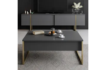 Luxe Sofabord 90x40 cm Svart/Gull - Hanah Home - Møbler - Bord - Sofabord & salongbord