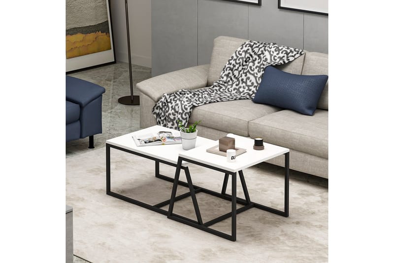 Minimal Sofabord 75x50 cm Hvit - Hanah Home - Møbler - Bord - Sofabord & salongbord