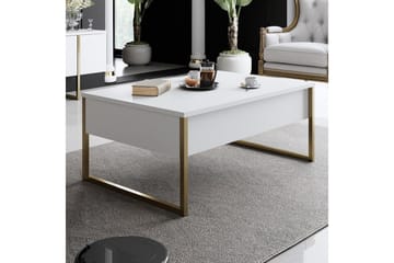 Luxe Sofabord 90x40 cm Hvit/Gull - Hanah Home - Møbler - Bord - Sofabord & salongbord