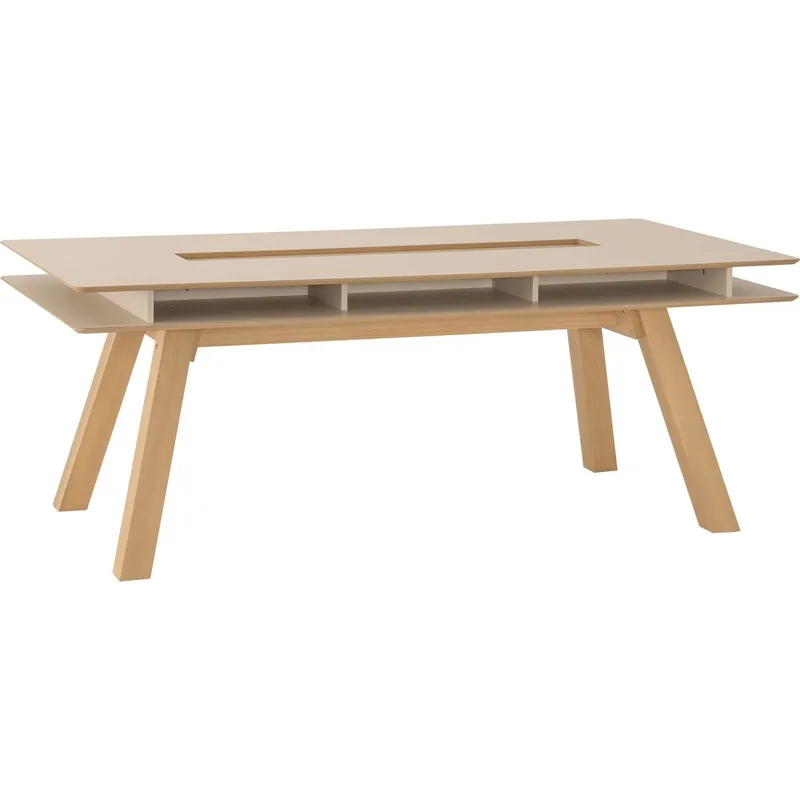 4 You Fresh Stort Rektangulært Spisebord 200 cm med Tre- og Eikeutseende, Beige