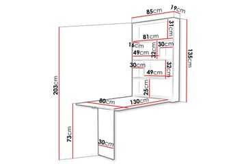 Abi Matbord Vägghängt 130 cm Rektangulær - Beige - Møbler - Bord - Spisebord & kjøkkenbord