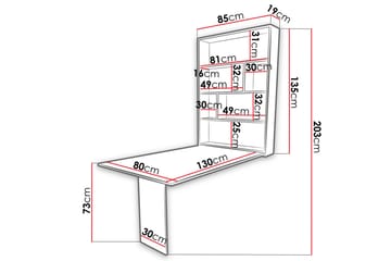 Abi Veggmontert Foldbart Spisebord 130 cm - Hvit - Møbler - Bord - Spisebord & kjøkkenbord