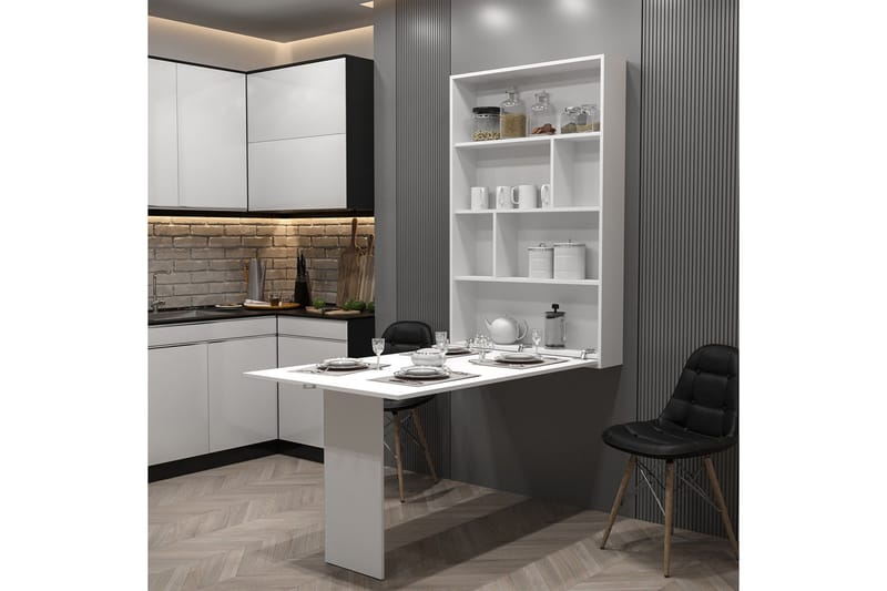 Abi Veggmontert Foldbart Spisebord 130 cm - Hvit - Møbler - Bord - Spisebord & kjøkkenbord