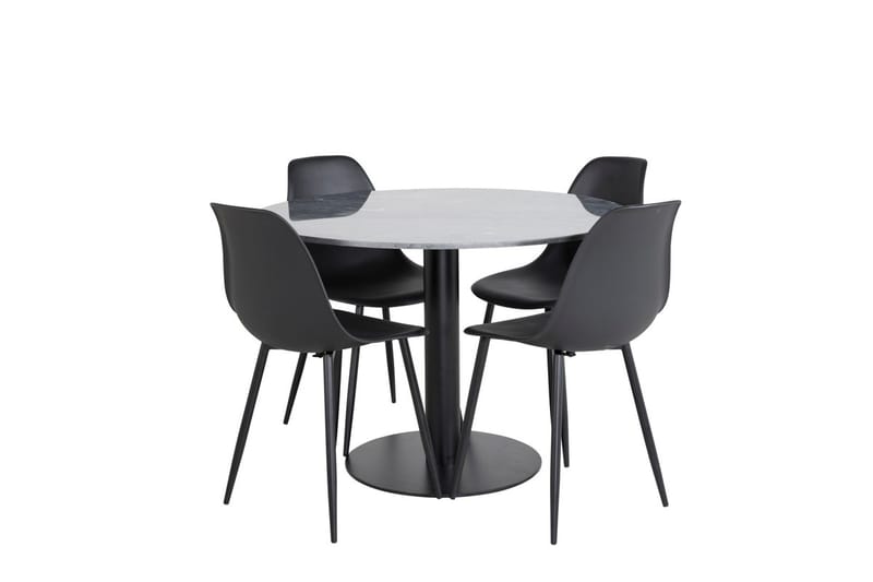 Admira rundt spisebord 106 cm i marmor med 4 Polar spisestoler - Møbler - Bord - Spisegruppe