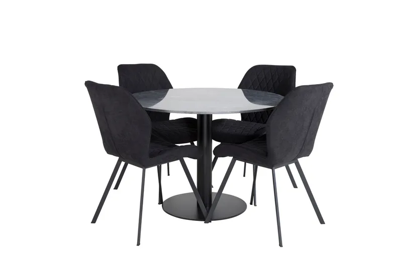Admira spisebord 106 cm rundt i marmor med 4 Gemma spisestoler - Møbler - Bord - Spisegruppe