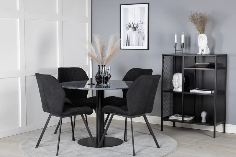 Admira spisebord 106 cm rundt i marmor med 4 Gemma spisestoler