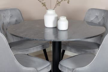 Admira spisebord 106 cm rundt i marmor med 4 Velvet Deluxe fløyelsstoler - Møbler - Bord - Spisegruppe