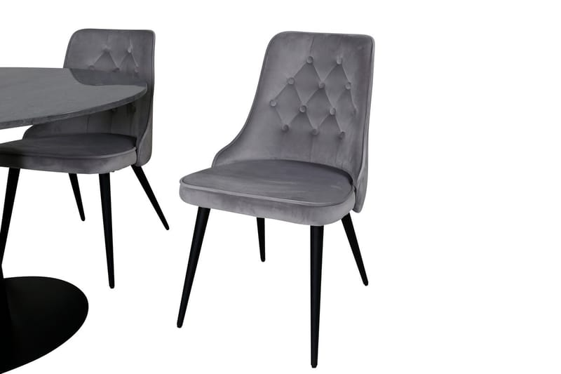 Admira spisebord 106 cm rundt i marmor med 4 Velvet Deluxe fløyelsstoler - Møbler - Bord - Spisegruppe