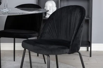 Admira Spisebord 106 cm Rundt i Marmor med 4 Wrinkles Spisestoler - Møbler - Bord - Spisegruppe