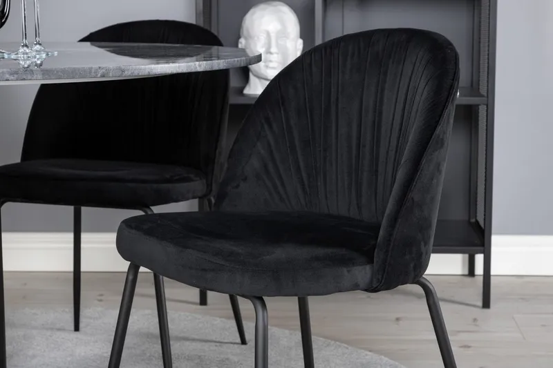 Admira Spisebord 106 cm Rundt i Marmor med 4 Wrinkles Spisestoler - Møbler - Bord - Spisegruppe
