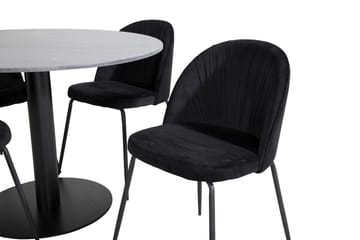 Admira Spisebord 106 cm Rundt i Marmor med 4 Wrinkles Spisestoler - Møbler - Bord - Spisegruppe