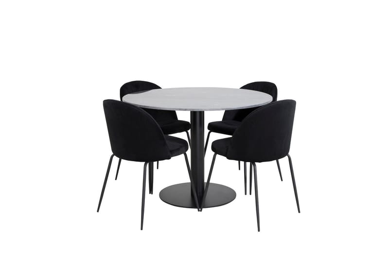 Admira Spisebord 106 cm Rundt i Marmor med 4 Wrinkles Spisestoler - Møbler - Bord - Spisegruppe
