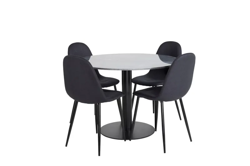 Admira spisebord 106 cm rundt i marmor med 4 Polar spisestoler - Møbler - Bord - Spisegruppe