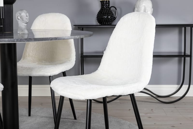 Admira spisebord 106 cm rundt i marmor med 4 Polar spisestoler - Møbler - Bord - Spisegruppe