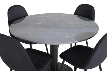 Admira spisebord 106 cm rundt i marmor med 4 Polar spisestoler - Møbler - Bord - Spisegruppe