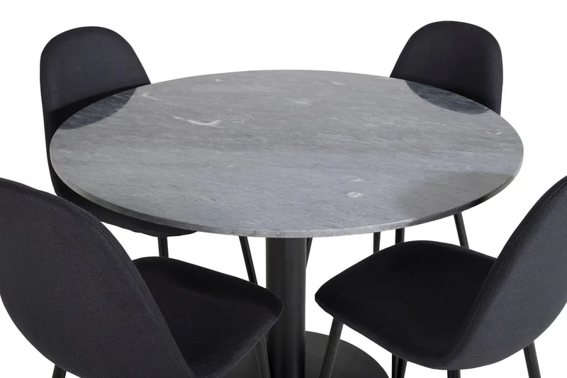 Admira spisebord 106 cm rundt i marmor med 4 Polar spisestoler - Møbler - Bord - Spisegruppe