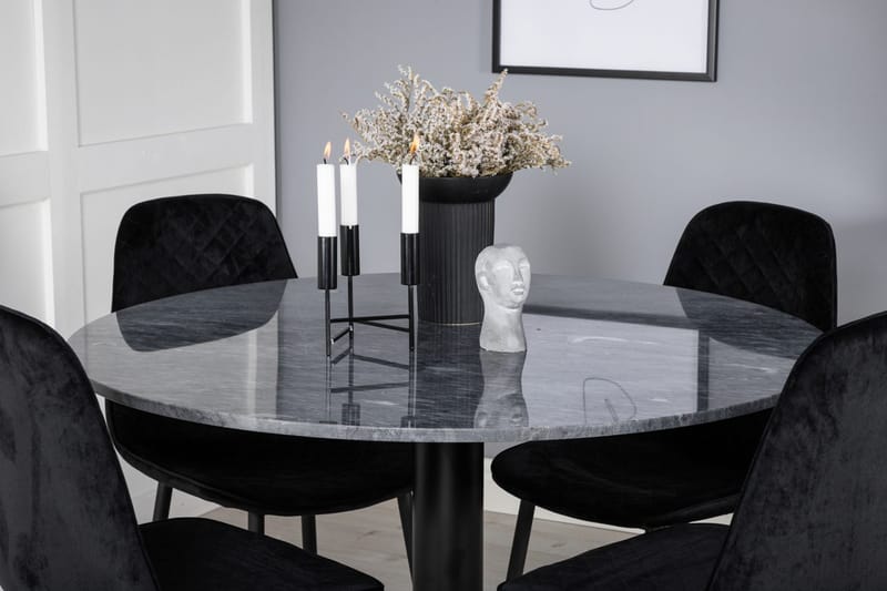 Admira spisebord 106 cm rundt i marmor med 4 Polar spisestoler - Møbler - Bord - Spisegruppe