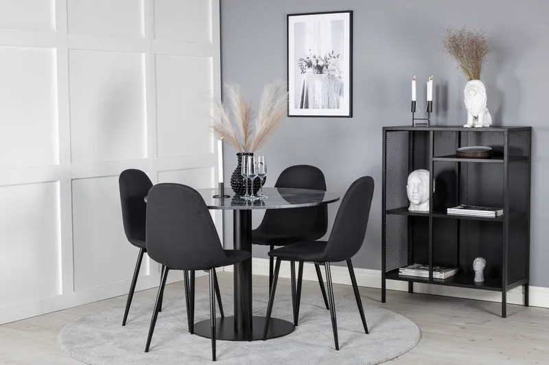 Admira spisebord 106 cm rundt i marmor med 4 Polar spisestoler