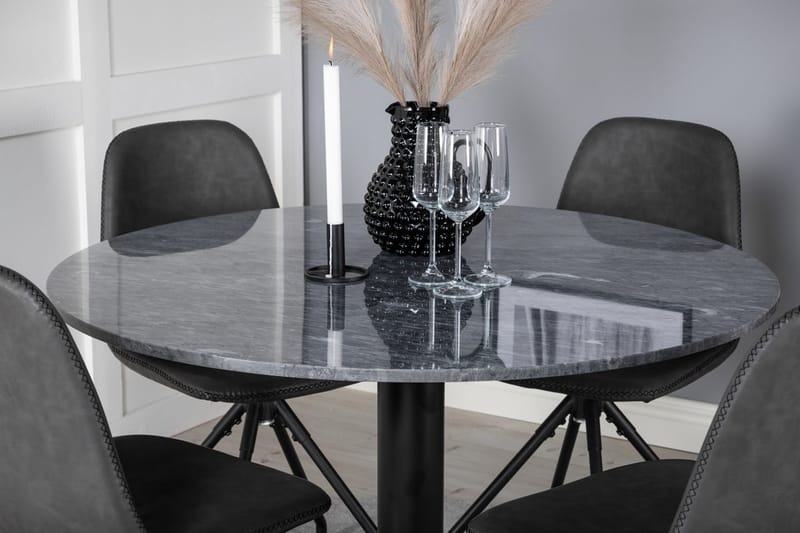 Admira spisebord 106 cm rundt i marmor med 4 Polar spisestoler - Møbler - Bord - Spisegruppe