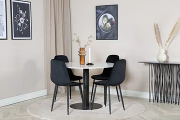 Admira Spisegruppe 106 cm Rund inkl. 4 Ypas Stoler - Marmor/Hvit/Svart - Møbler - Bord - Spisegruppe
