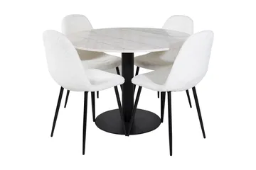 Admira Spisegruppe 106 cm Rund inkl. 4 Ypas Stoler - Marmor/Hvit/Svart - Møbler - Bord - Spisegruppe