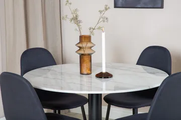 Admira Spisegruppe 106 cm Rund inkl. 4 Ypas Stoler - Marmor/Hvit/Svart - Møbler - Bord - Spisegruppe