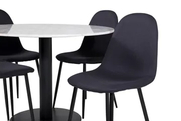 Admira Spisegruppe 106 cm Rund inkl. 4 Ypas Stoler - Marmor/Hvit/Svart - Møbler - Bord - Spisegruppe