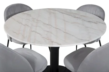 Admira Spisegruppe 106 cm Rund Marmor inkl. 4 Foyos Stoler - Hvit/Svart/Grå - Møbler - Bord - Spisegruppe