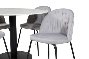 Admira Spisegruppe 106 cm Rund Marmor inkl. 4 Foyos Stoler - Hvit/Svart/Grå - Møbler - Bord - Spisegruppe