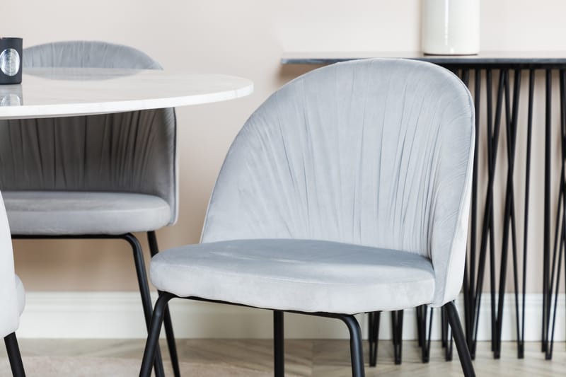 Admira Spisegruppe 106 cm Rund Marmor inkl. 4 Foyos Stoler - Hvit/Svart/Grå - Møbler - Bord - Spisegruppe