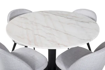 Admira Spisegruppe 106 cm Rund Marmor inkl. 4 Sedavi Stoler - Hvit/Svart/Grå - Møbler - Bord - Spisegruppe