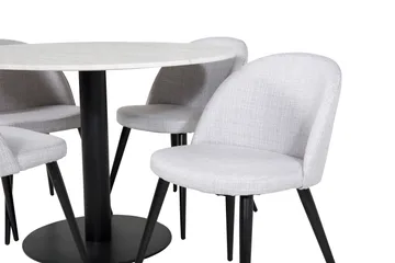 Admira Spisegruppe 106 cm Rund Marmor inkl. 4 Sedavi Stoler - Hvit/Svart/Grå - Møbler - Bord - Spisegruppe