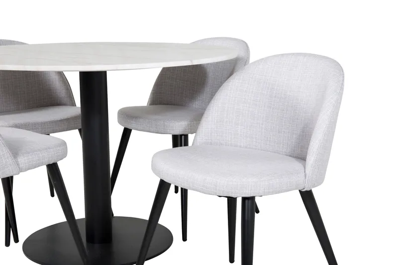 Admira Spisegruppe 106 cm Rund Marmor inkl. 4 Sedavi Stoler - Hvit/Svart/Grå - Møbler - Bord - Spisegruppe